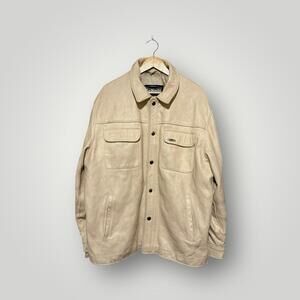 Vintage Schott NYC Leather Jacket Cream Beige Button Front Made USA Size XXL Men